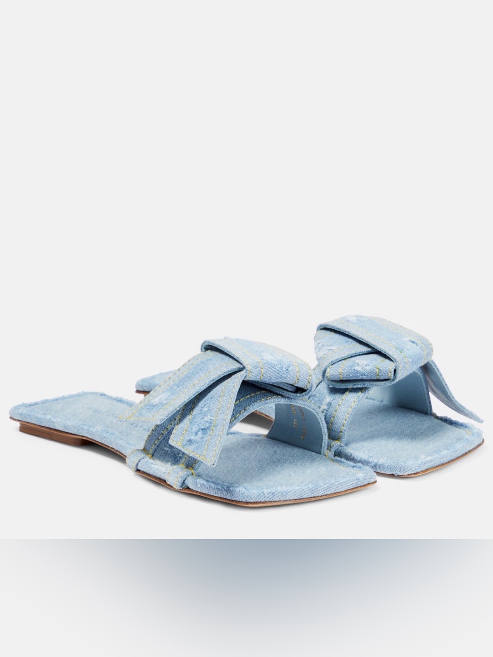 Acne Light Blue Denim Knot Mule Sandals